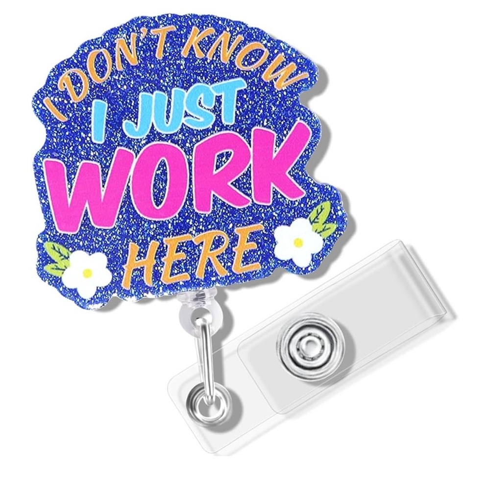 🆕 Badge Reels Retractable ID Clips Funny Acrylic Badge Holder w Alligator Clip